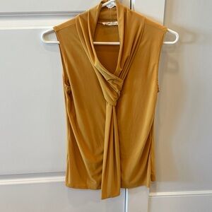 3/$15 Prospect BLVD Blouse Gold Yellow Mustard Sleeveless V-Neck Scarf Top Sz M